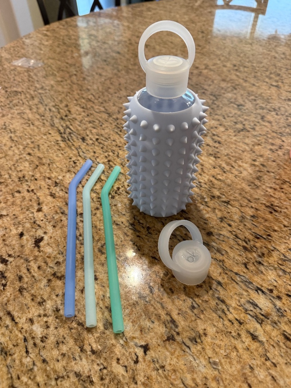 16oz bkr Bottle Light Blue and Straws